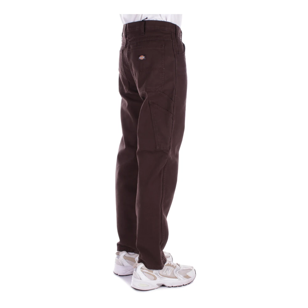 Dickies Logo Achter Broek Knoop Rits Zakken Brown Heren
