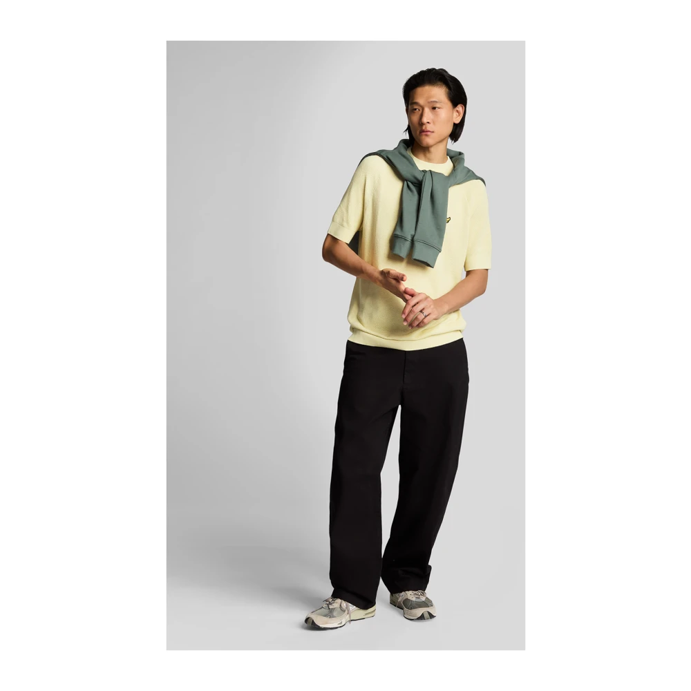 Lyle & Scott Mid Knits Linnenmix Gebreid T-shirt Yellow Heren