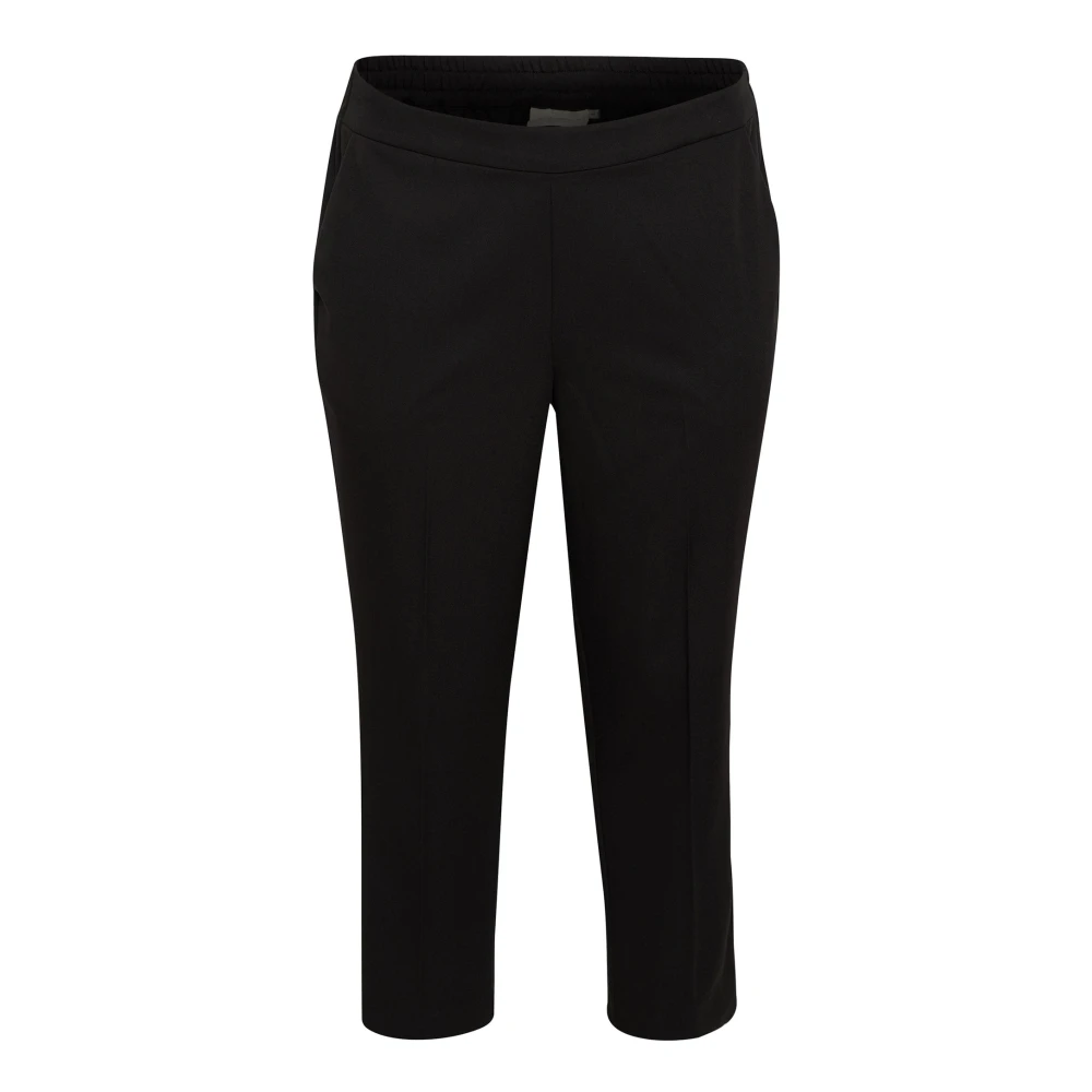 Kaffe Curve Women's Black Cropped Trousers, 4XL, Cropped Trousers Straight-Leg Style