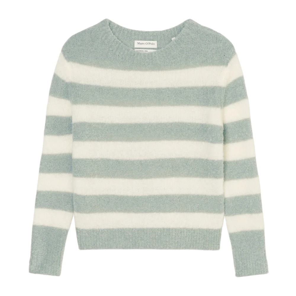Marc O'Polo Gestreepte bouclé trui Green Dames