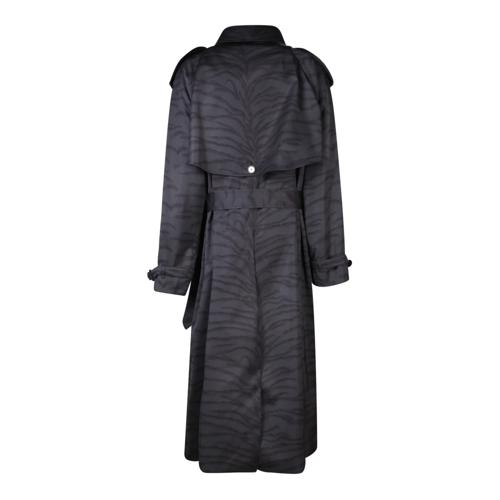 Stella Mccartney Zebra Print Nylon Trench Coat Black Dames