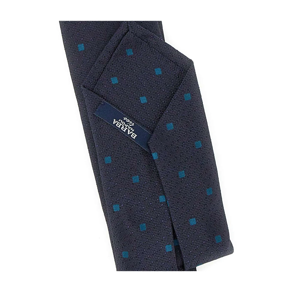 Barba Jacquard Effect Teal Micro-Check Stropdas Blue Heren