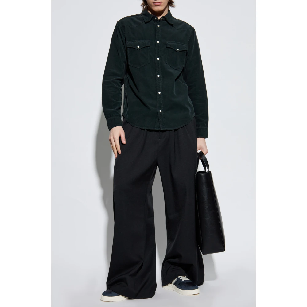 Isabel marant Ribfluwelen overhemd 'Vasco' Green Heren