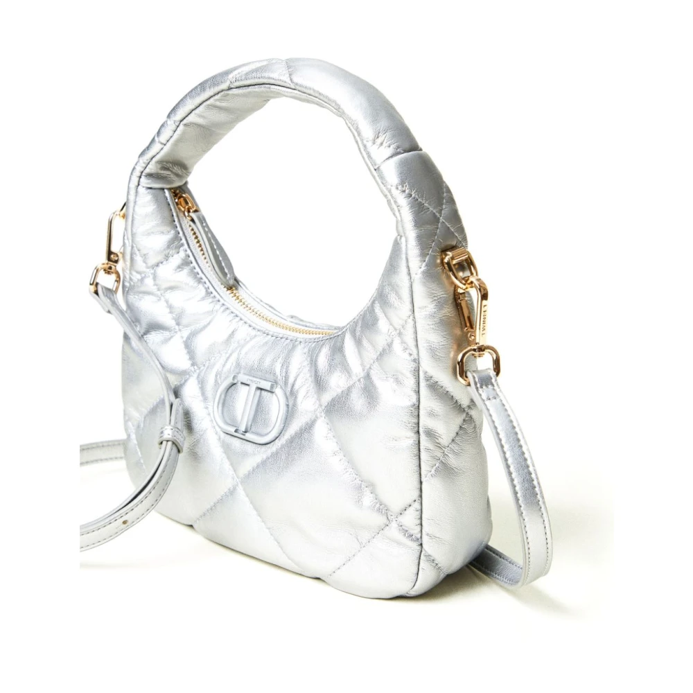 Twinset Gewatteerde Handtas met Bovenhandvat en Schouderband Gray Dames
