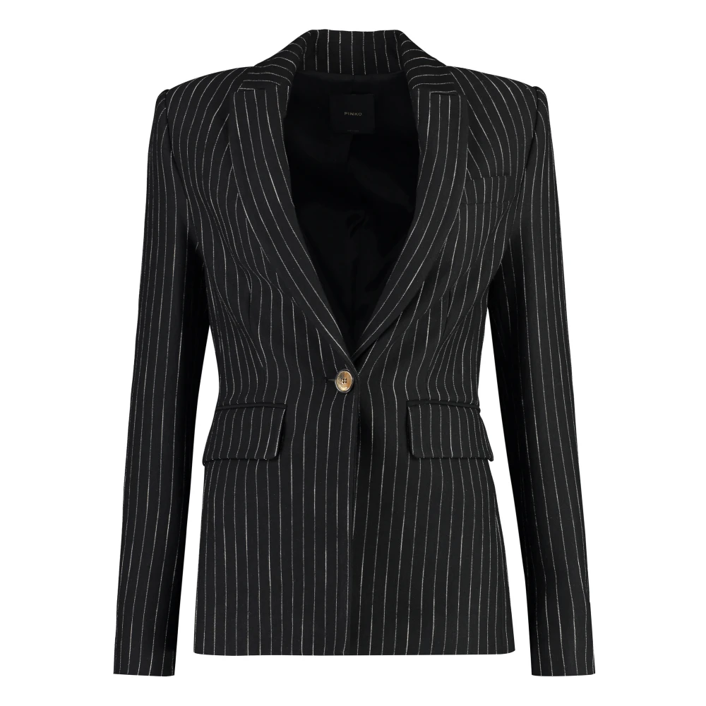 Pinko Pin-striped Single-breasted Jas Black Dames