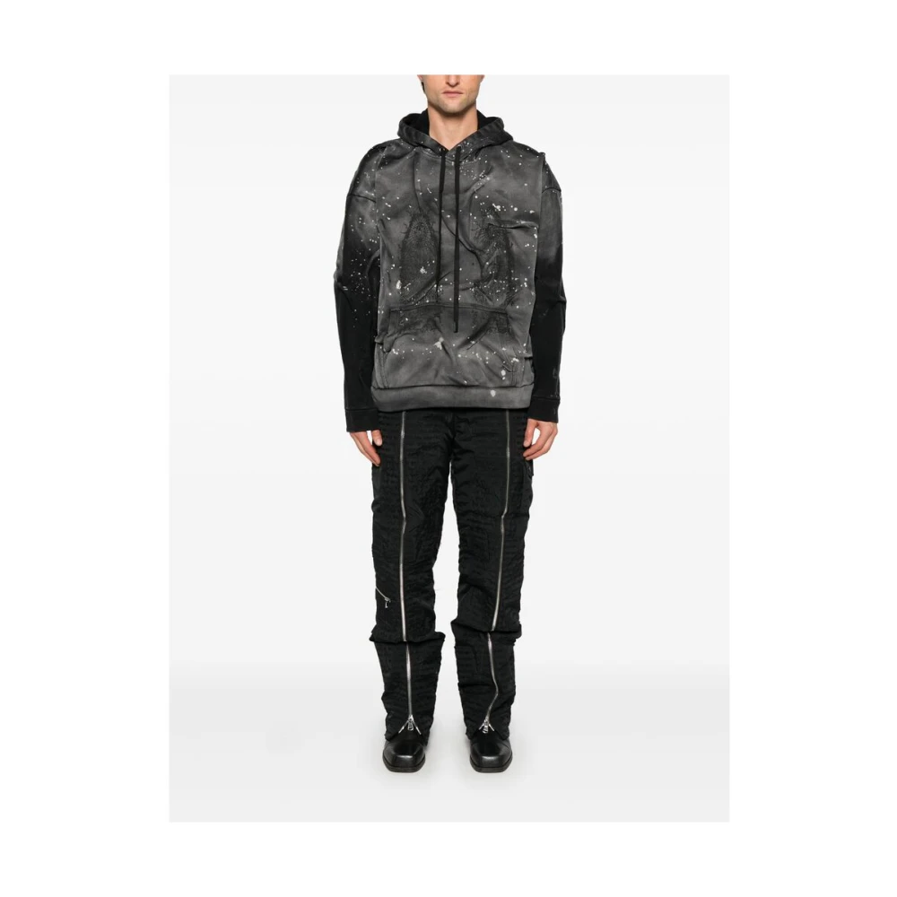 Who Decides War Spetterdetail Grafische Print Hoodie Gray Heren