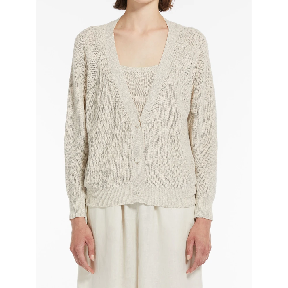 Max Mara Beige Katoen Linnen Twinset Sweaters Beige Dames