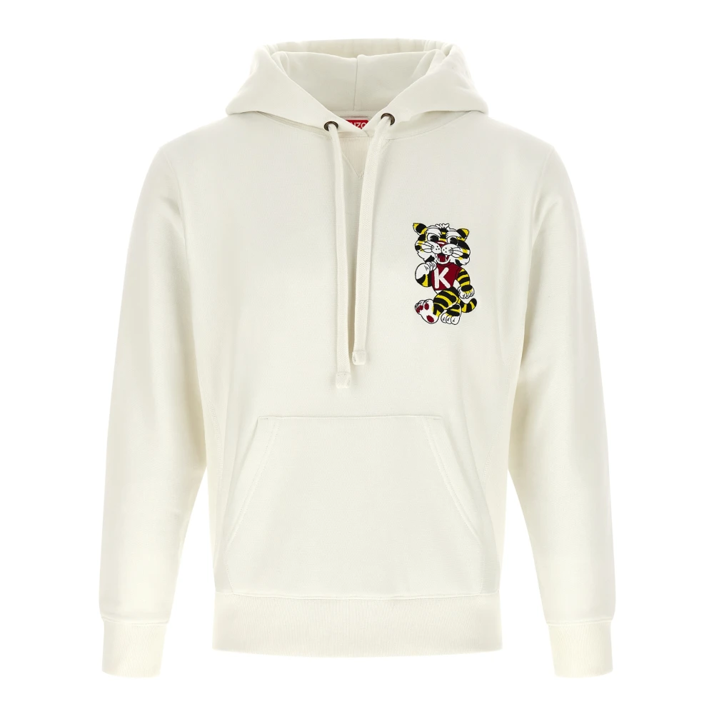Kenzo Donna Bianco Wild Tiger Embroidered Hoodie