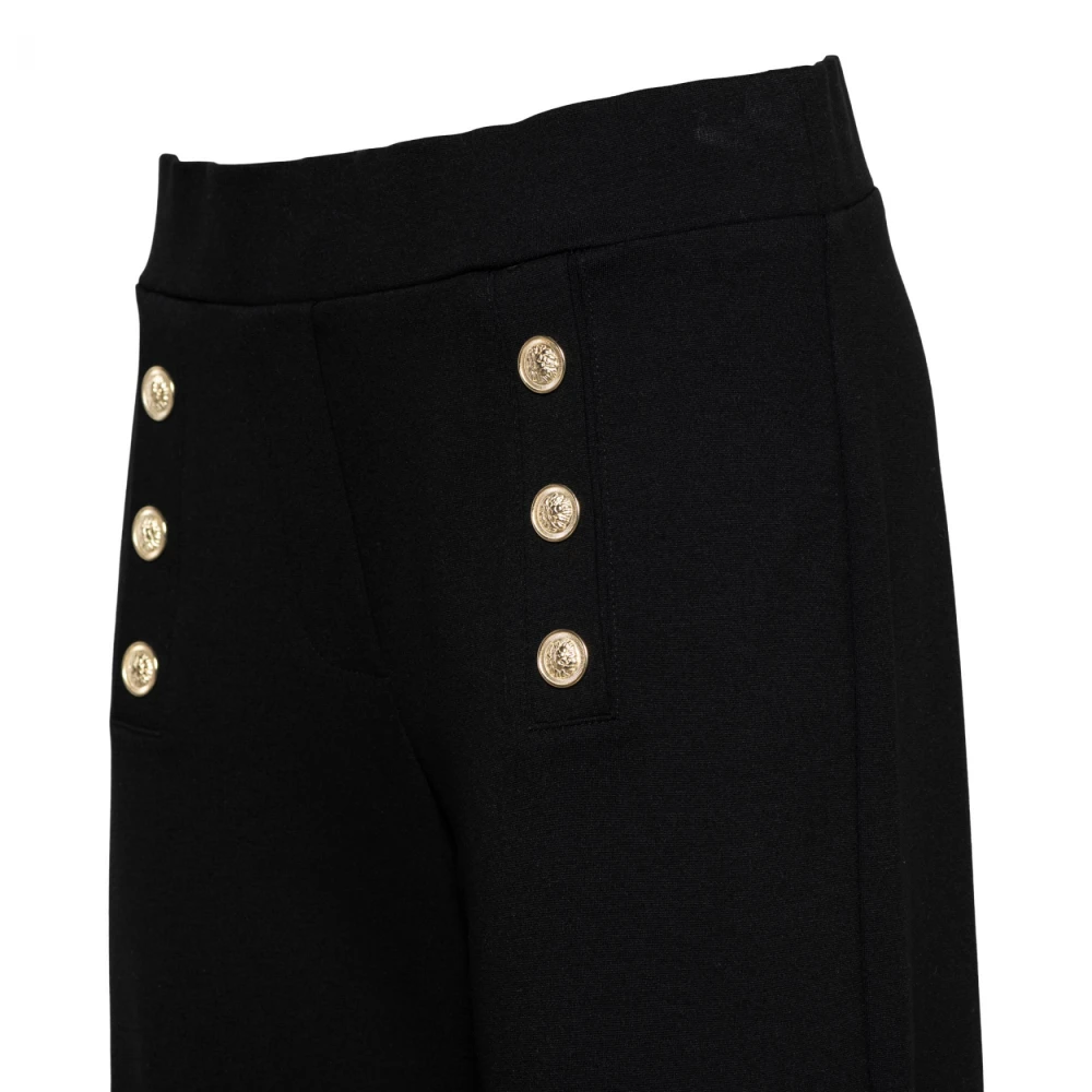 &Co Woman Zwarte Straight Broek met Details Black Dames