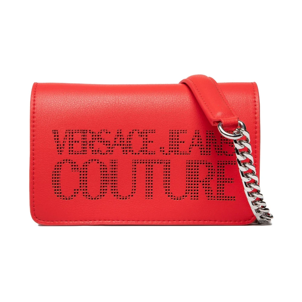 Versace Jeans Couture Rode Schoudertas met Geperforeerd Logo Red Dames