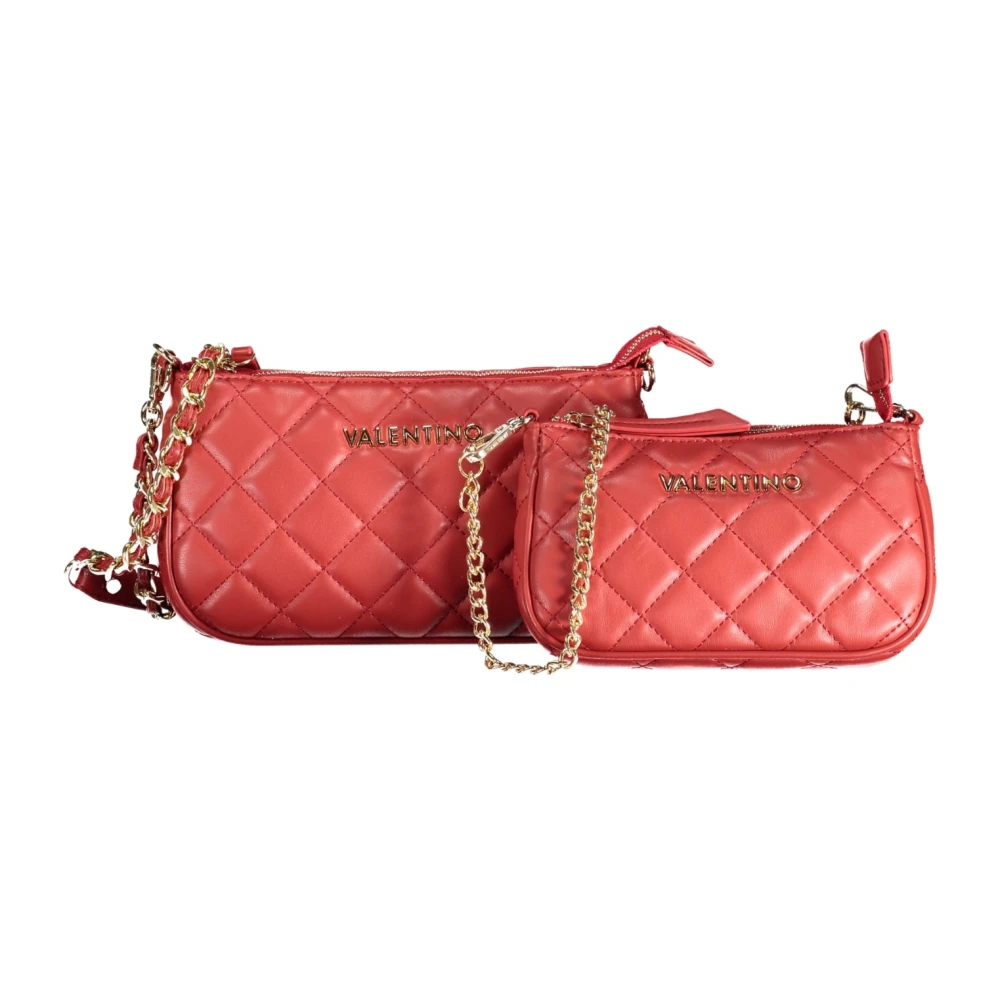 Valentino by Mario Valentino Rode Schoudertas met Afneembare Kettingriem Red Dames