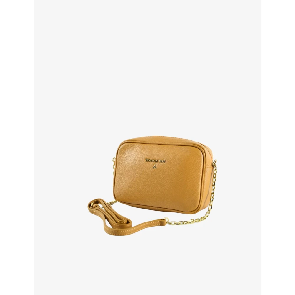 PATRIZIA PEPE Leren schoudertas met kettingriem Yellow Dames