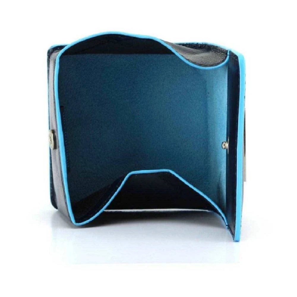 Piquadro Blauwe Vierkante Portemonnee met Knoopsluiting Blue Heren