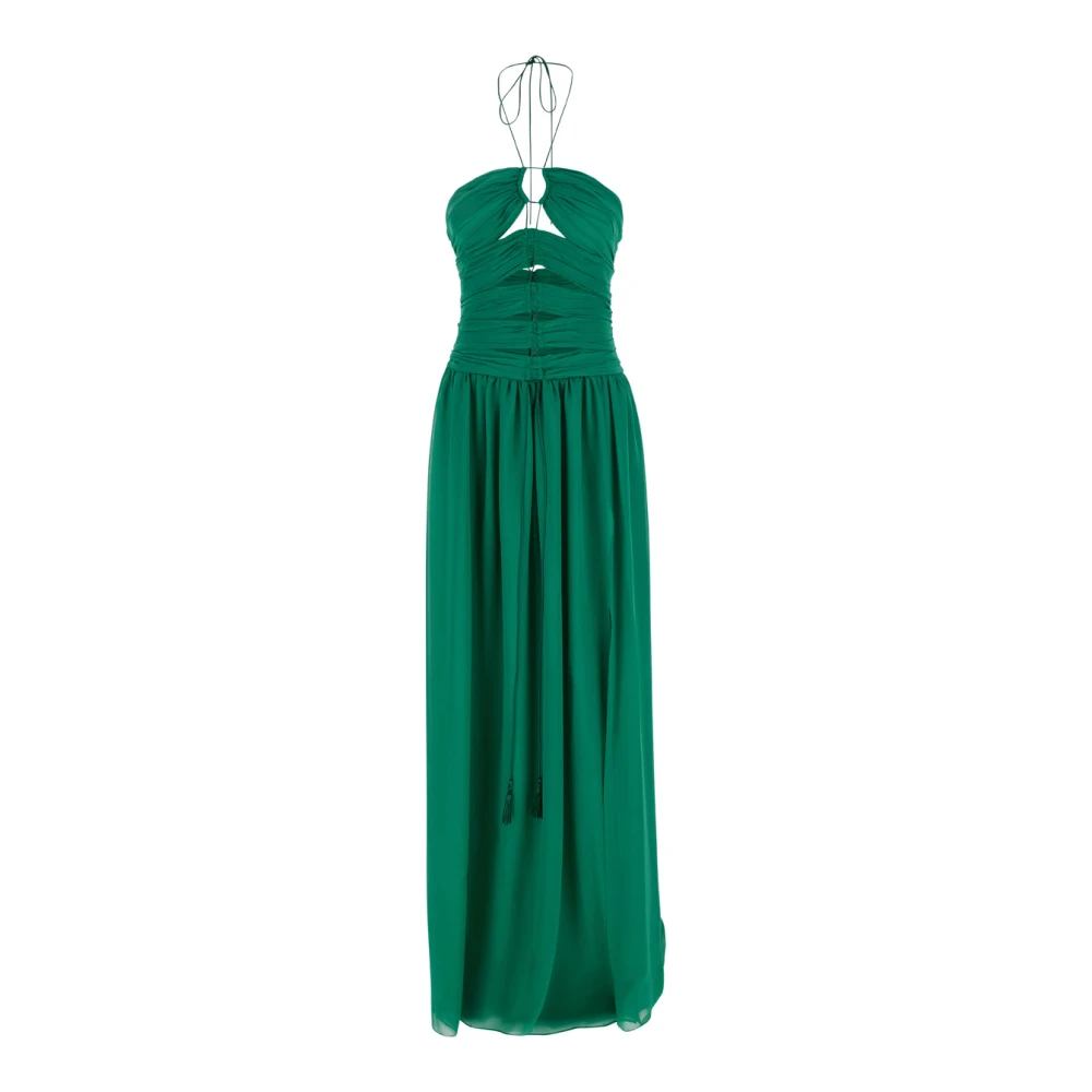 Tom Ford Groene Zijden Halternek Jurk met Front Cut-Out Green Dames