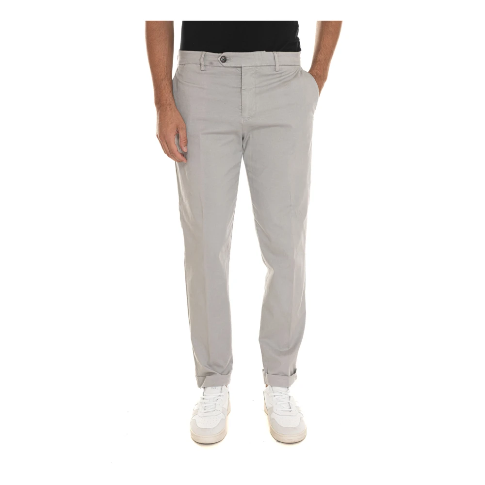 Berwich Op maat gemaakte chino broek met omslagzoom Gray Heren