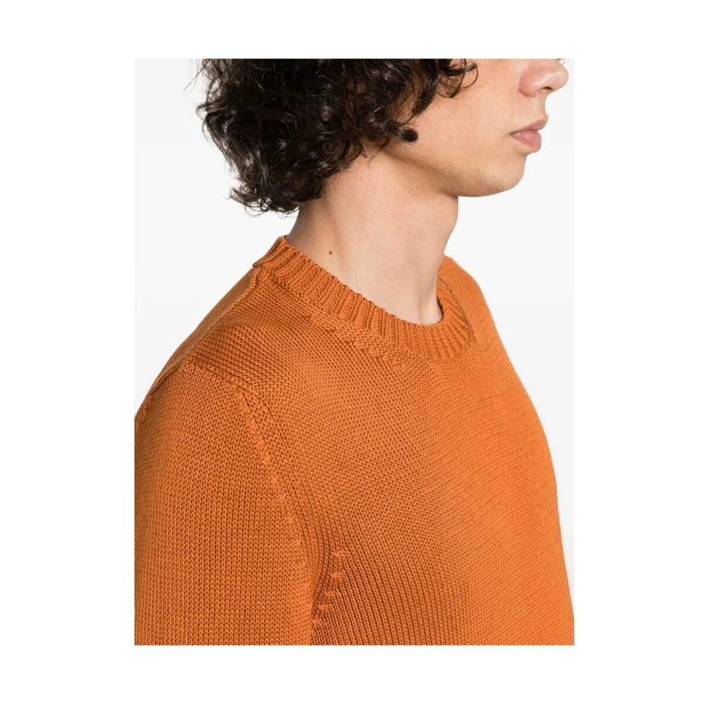 Tagliatore Katoenen Gebreide Crew Neck Sweater Orange Heren