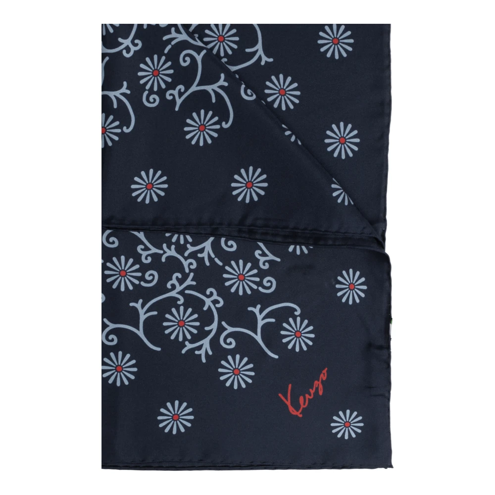 Kenzo Zijden sjaal met print Blue Unisex