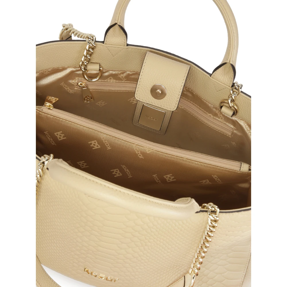 Kazar Beige leren handtas met dubbele handvatten Beige Dames
