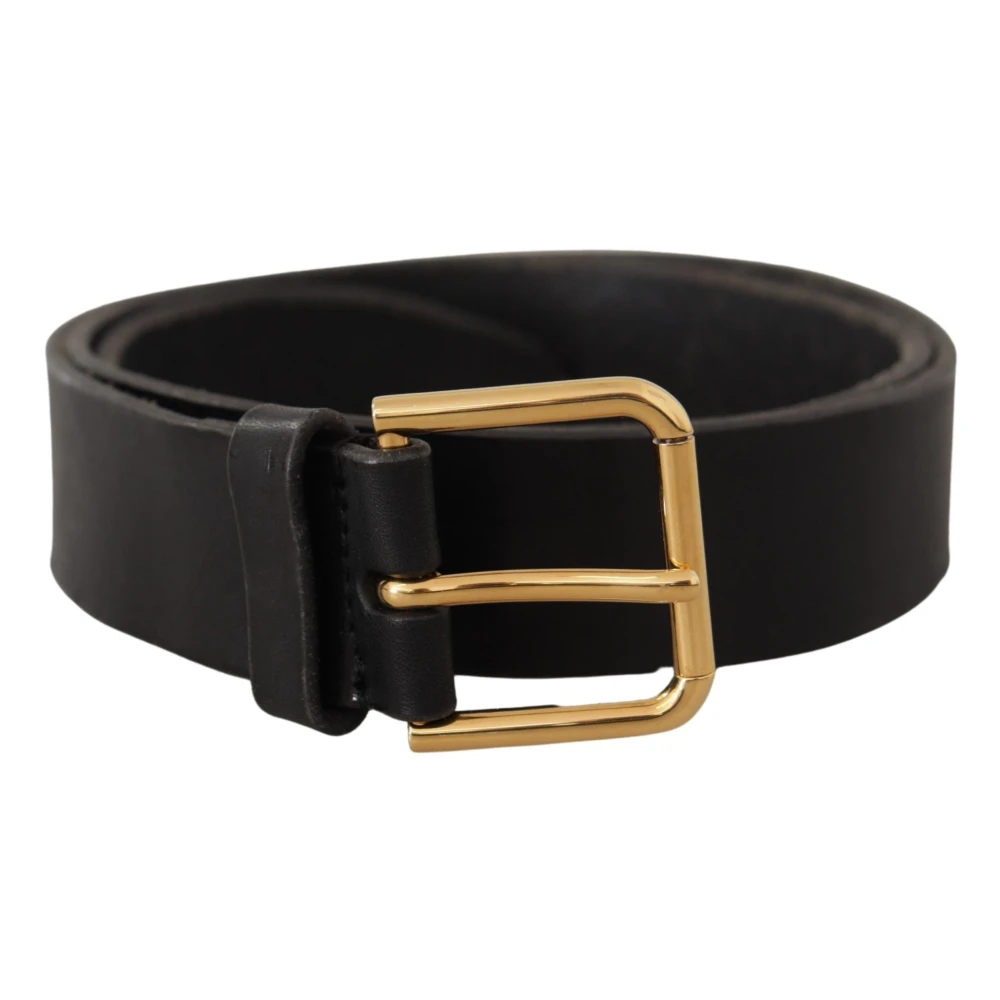 Dolce & Gabbana Men's Black Elegant Leather Belt With Metal Buckle