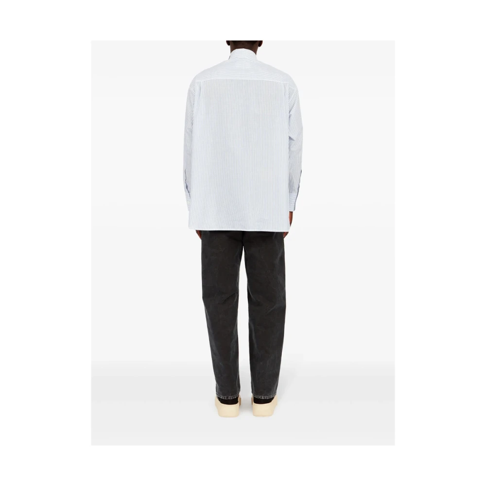 MM6 Maison Margiela Blauw Wit Gestreept Katoenen Overhemd Blue Heren