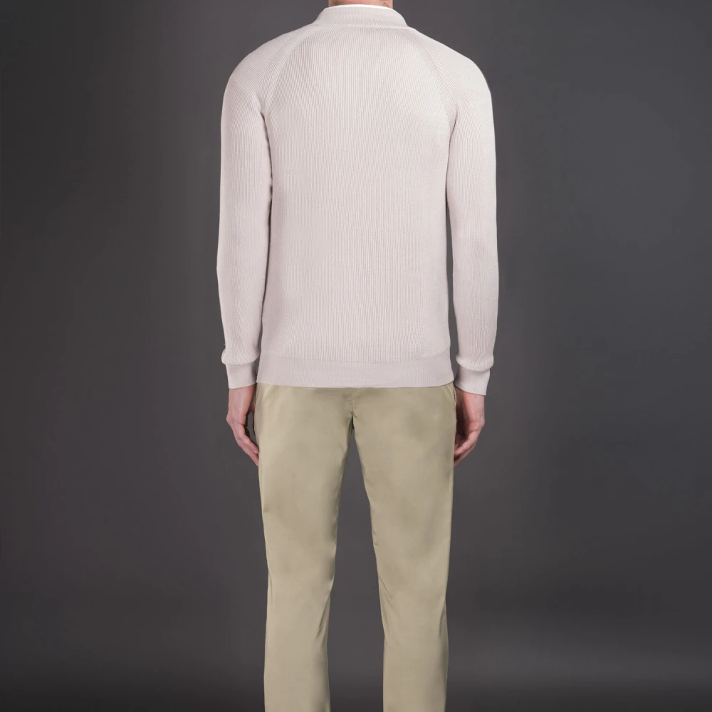 Moorer Geribbelde volledige ritssluiting vest Beige Heren