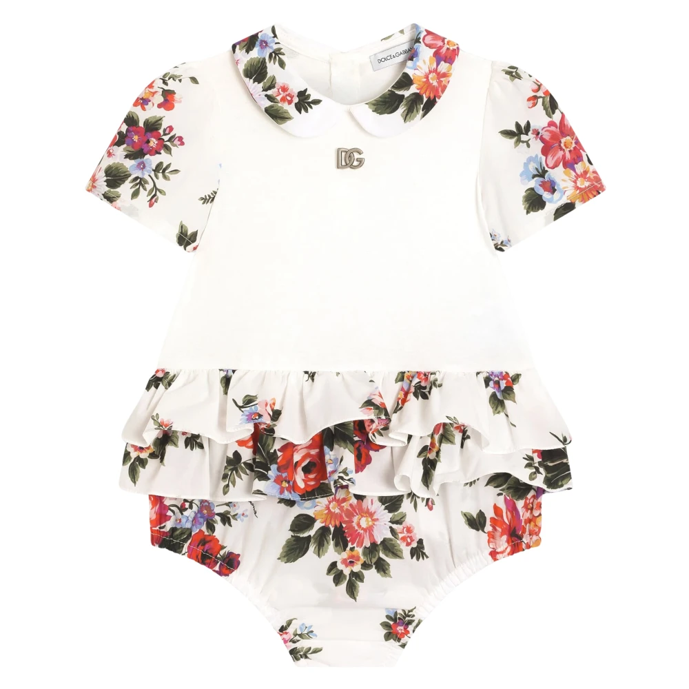 Dolce & Gabbana Multicolor Bodies & Sets, Female, 18 M, Floral-Print Poplin Romper