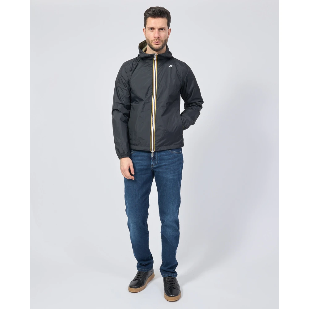 K-way Omkeerbare Waterdichte Windjack Zwart Black Heren