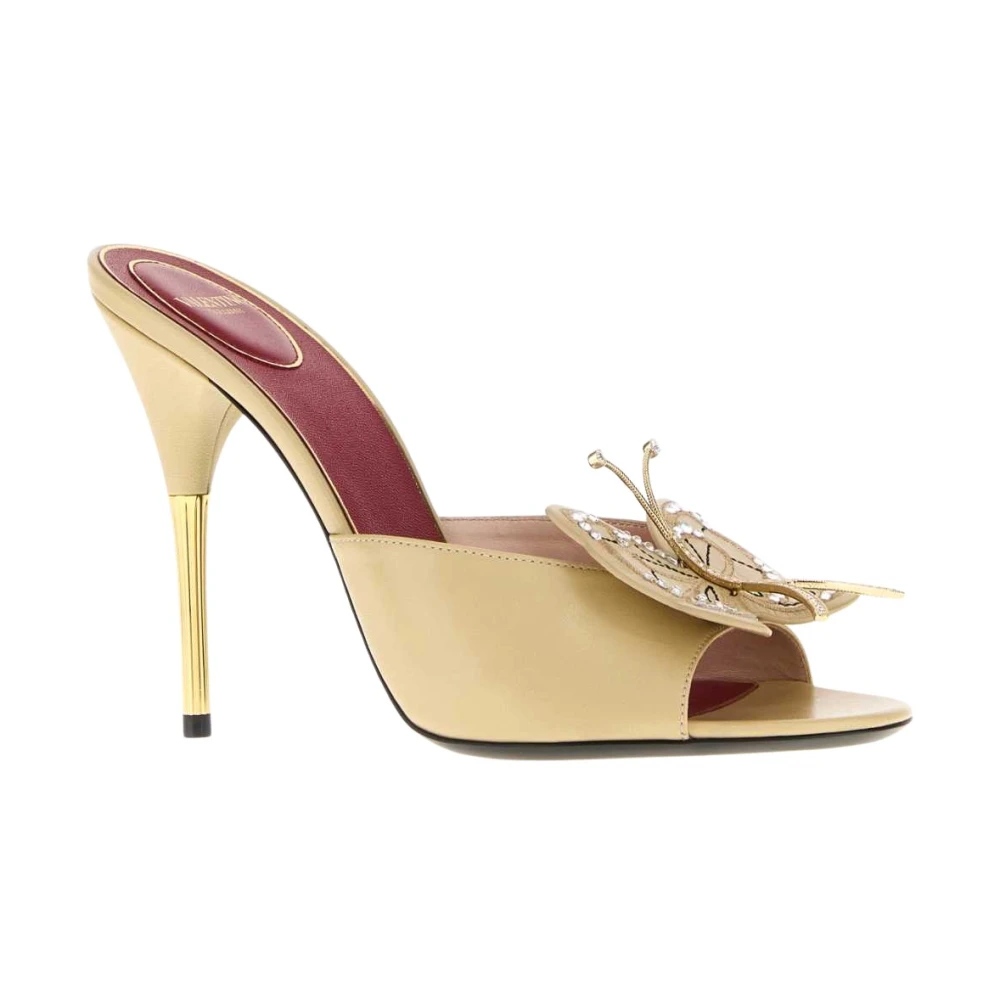 Valentino Garavani Flutterfly Mules - Female - Heeled Mules - Beige - 4 Uk - Shoes