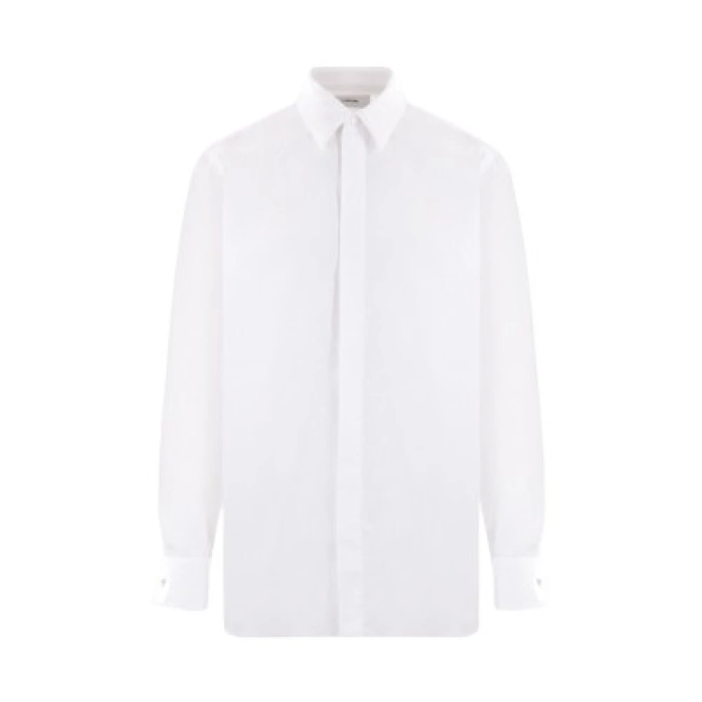 Lardini Witte Katoenen Poplin Overhemd met Puntige Kraag en Knoopsluiting White Heren