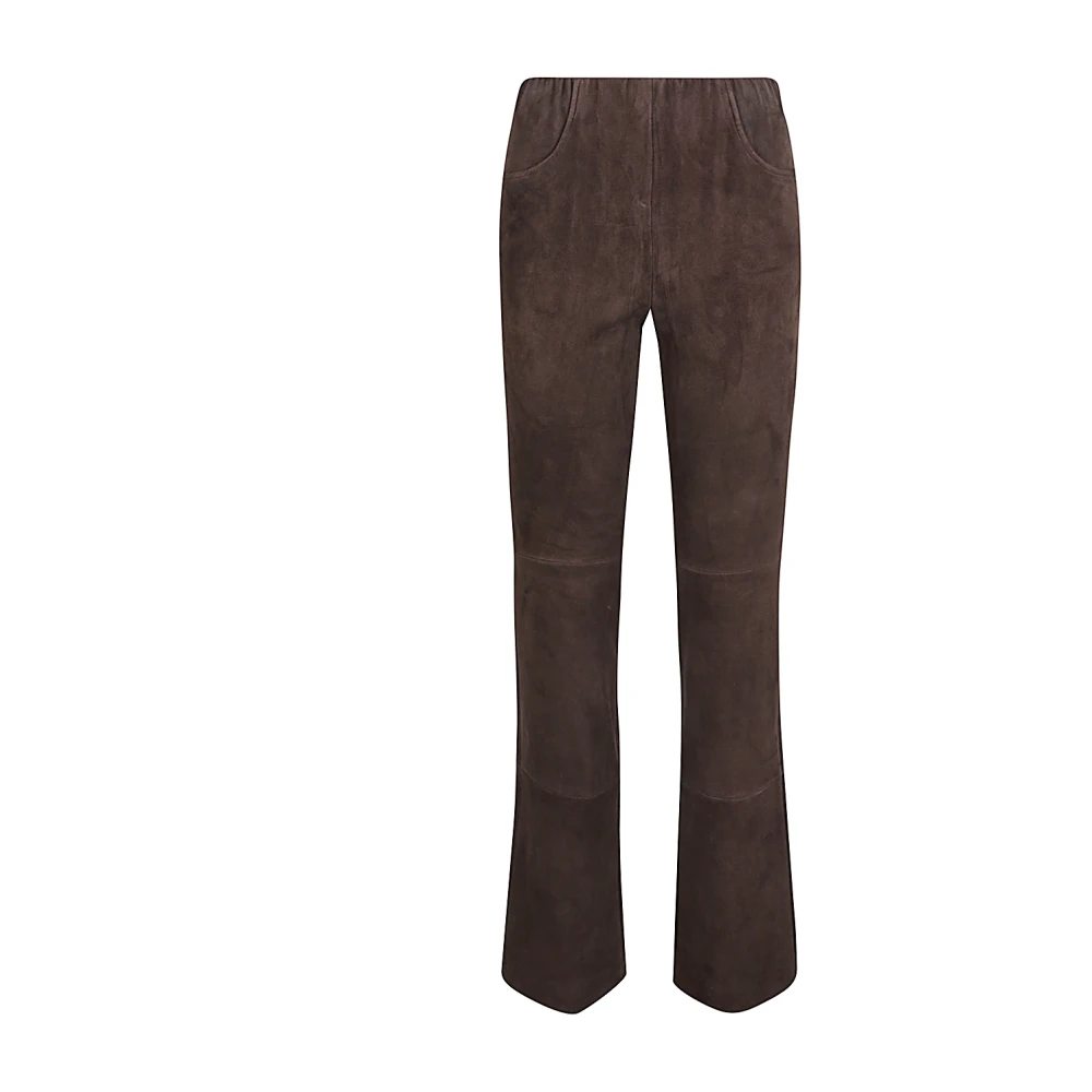 Via Masini 80 Bruine Flared Broek met Hoge Taille Brown Dames