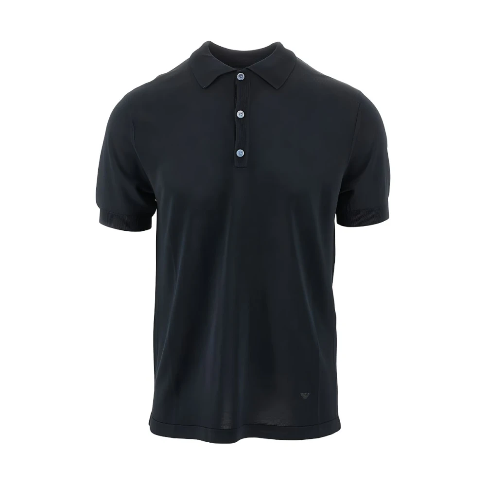 Emporio Armani Mannelijk Zwart Tops Heren, L, Stockinette Knit Polo
