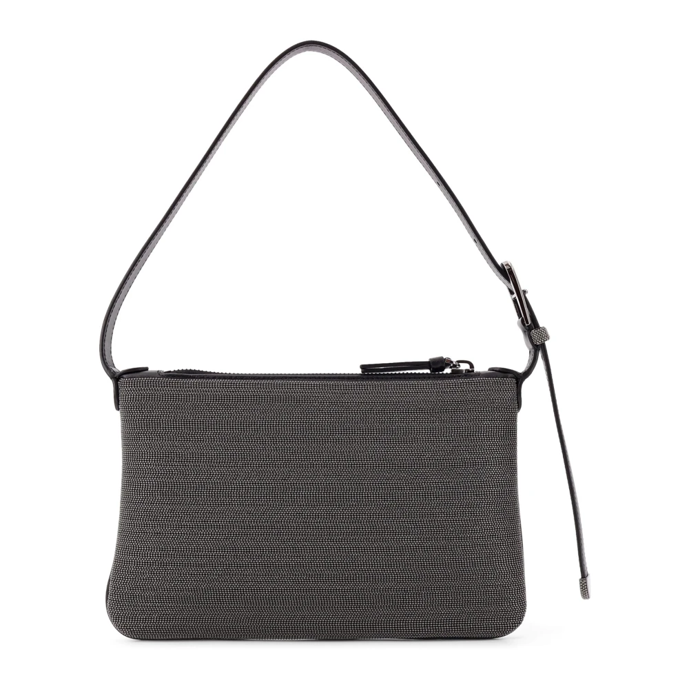 BRUNELLO CUCINELLI Precieuze Schoudertas met Monili Decoratie Black Dames