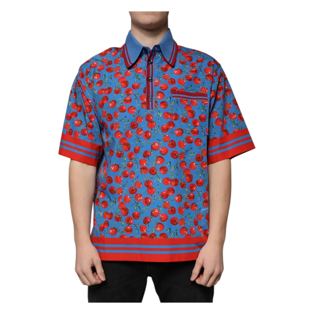Dolce & Gabbana Men's Multicolor Short Sleeve Shirts, M, Short Sleeve Polo T-Shirt