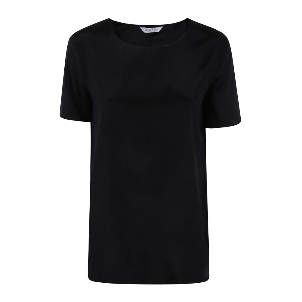 Max Mara Vrouw Zwart Top Met Korte Mouwen En Ronde Hals