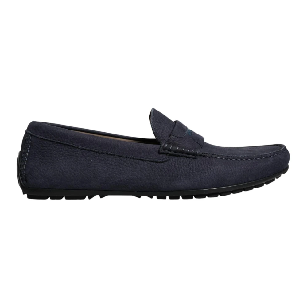 Blå Skinn Slip-On Moccasin Sko