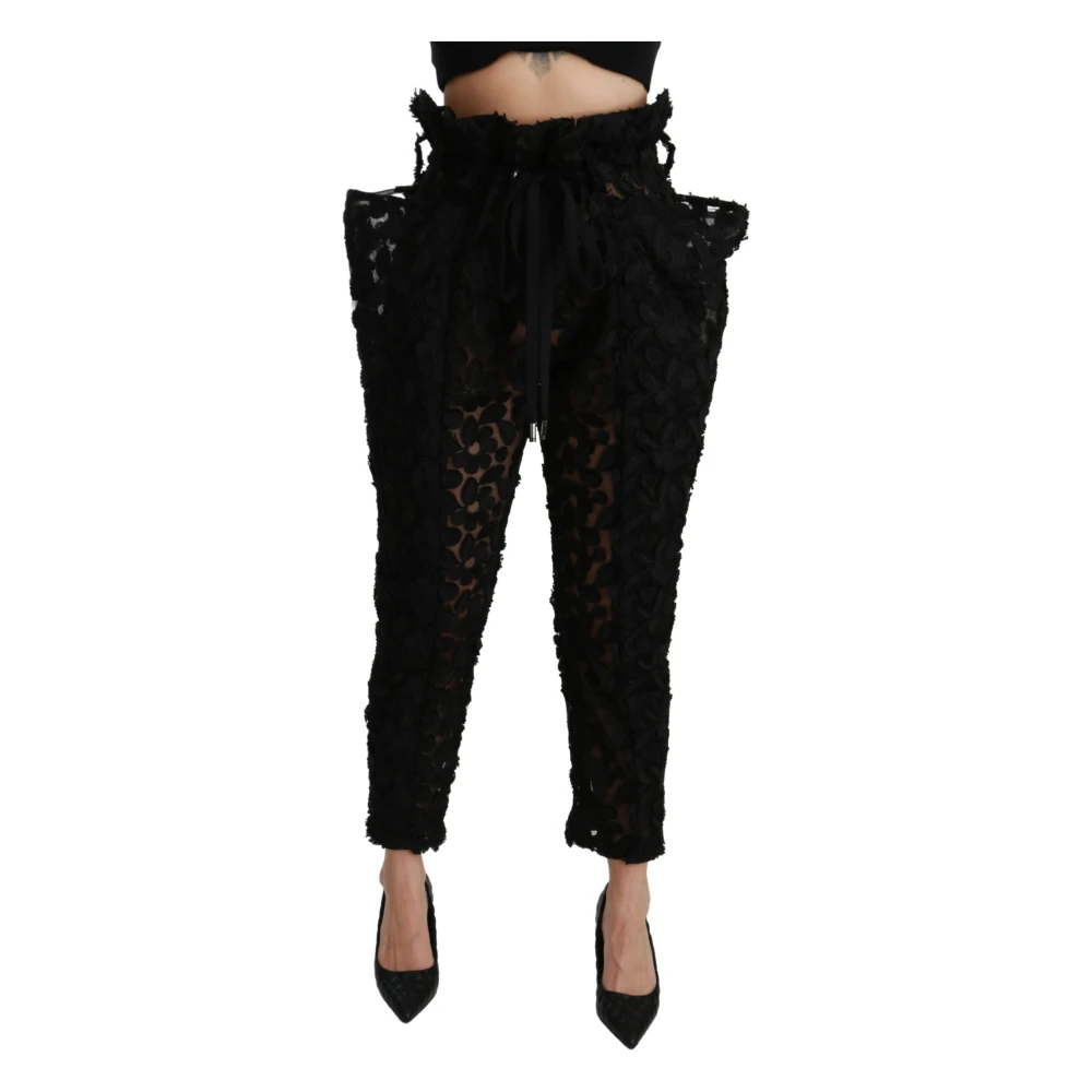Dolce & Gabbana Women's Black Chic Tapered Lace High Waist Pants