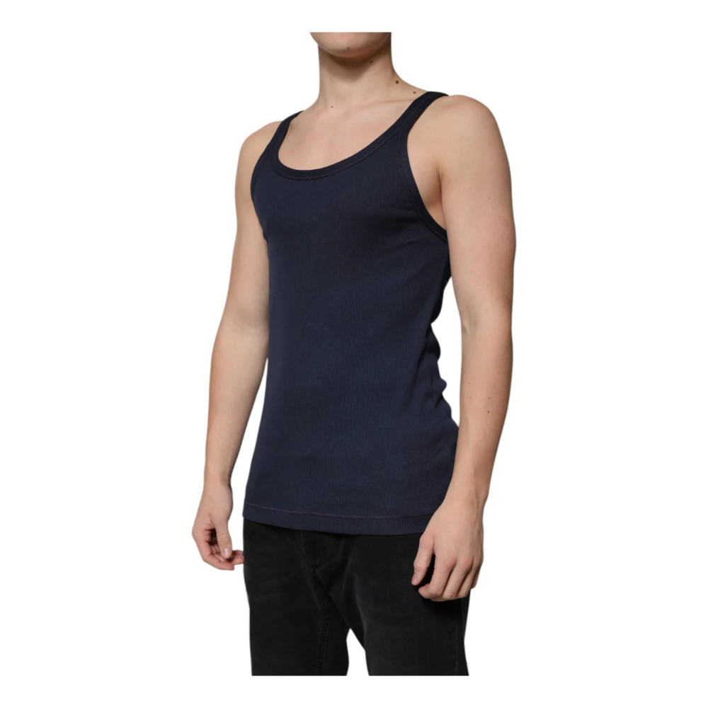 Dolce & Gabbana Donkerblauw Katoenen Tanktop Blue Heren