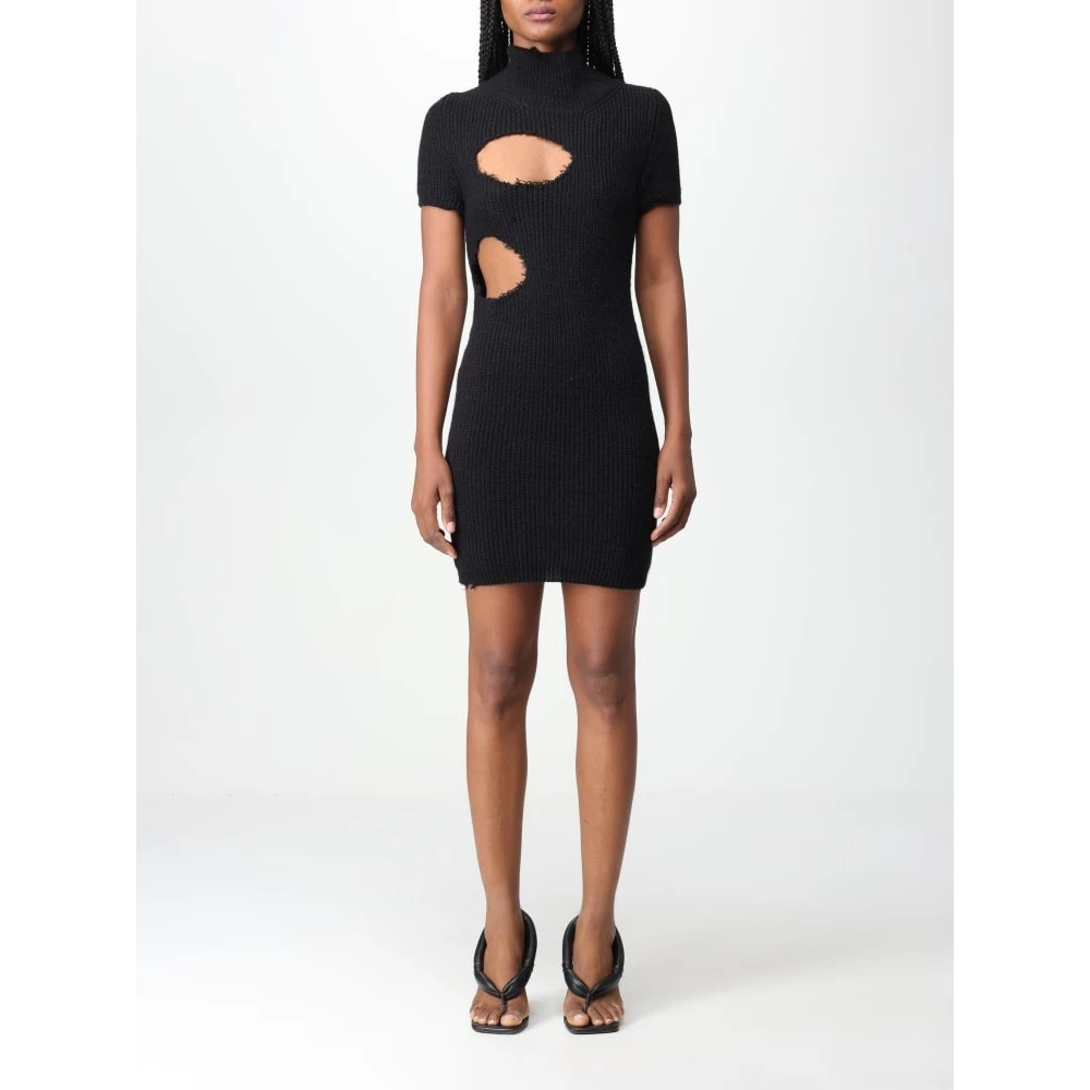 MM6 Maison Margiela Zwarte Gaps Jurk in Licht Katoen Black Dames