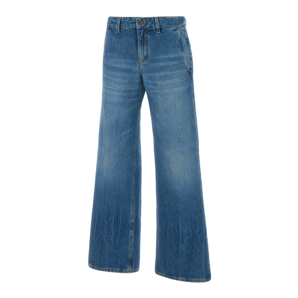 Victoria Beckham Women's Blue Low Waist Straight Leg Jean - Wide Jeans - W28 - Jeans