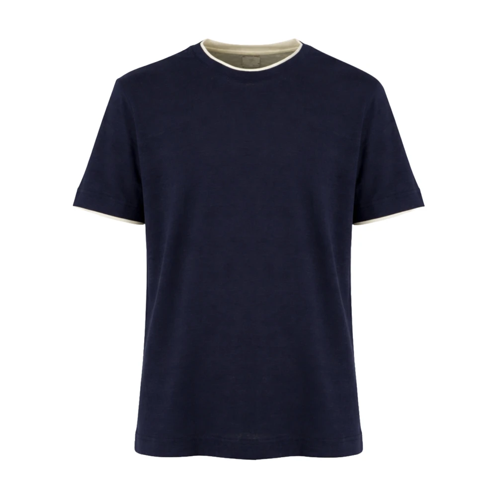 Eleventy Men's Blue Short-Sleeved T-Shirt - T-Shirts - L - Tops