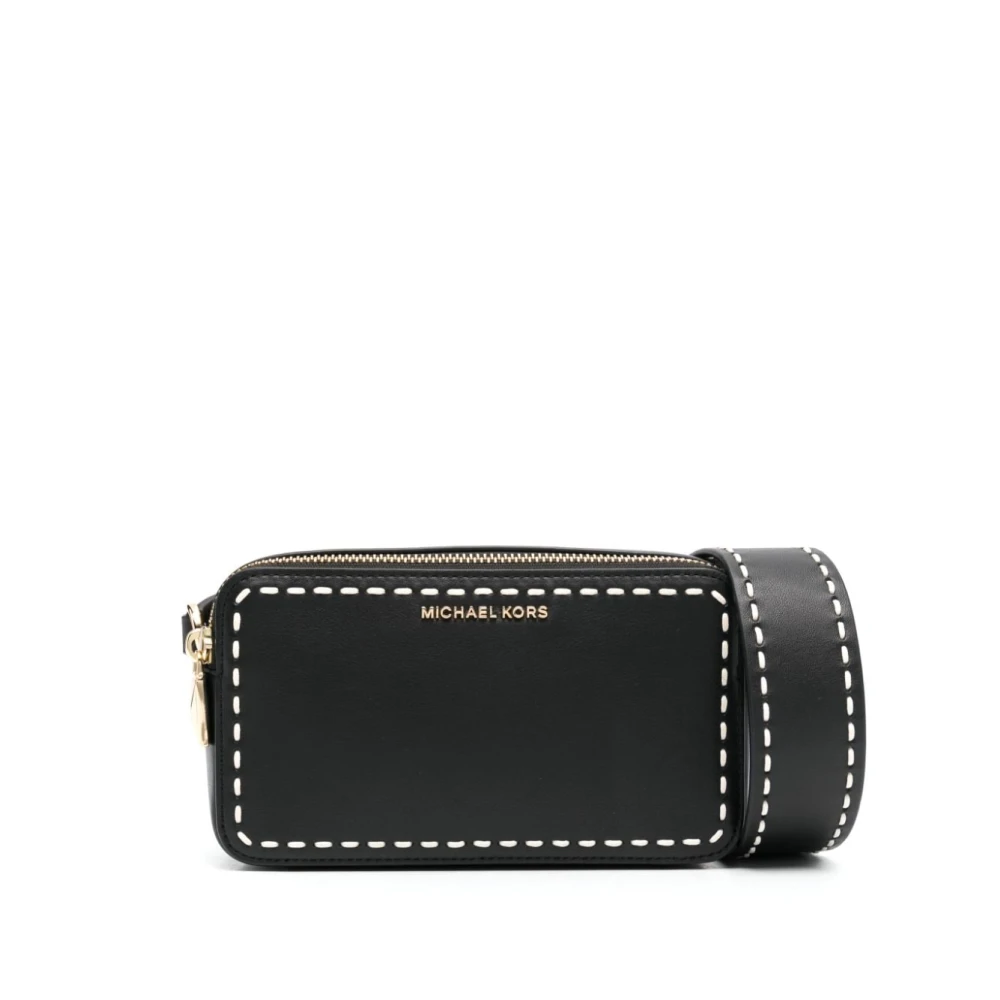 Michael Kors Zwarte Crossbodytas met Goudkleurig Logo Black Dames