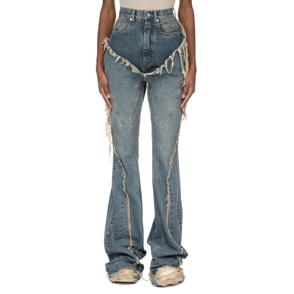 Rick Owens Women's Blue Cargo Denim Jeans
