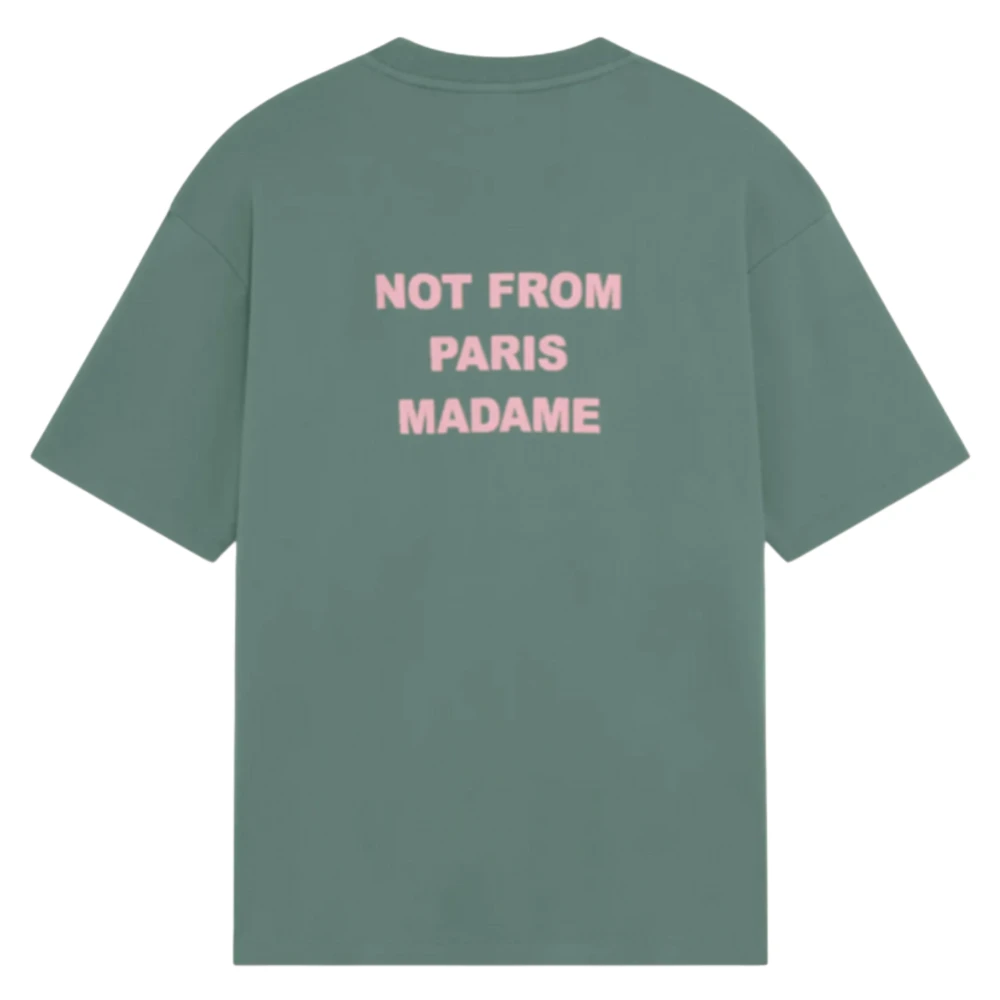 Drole de Monsieur Klassieke Slogan T-shirt in Donkergroen Green Heren