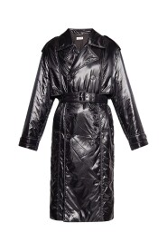 Schwarzer isolierter Zweireiher-Trenchcoat