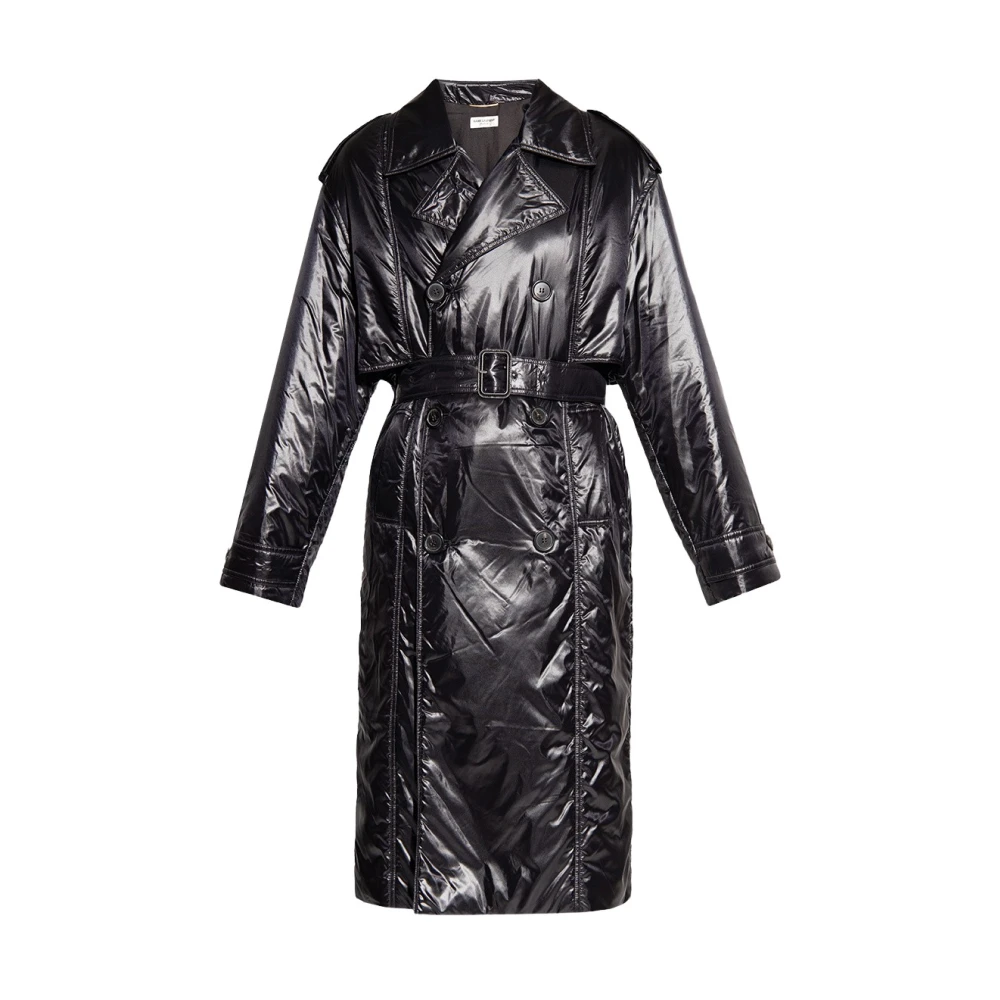 Saint Laurent Trenchcoats Svart Dam