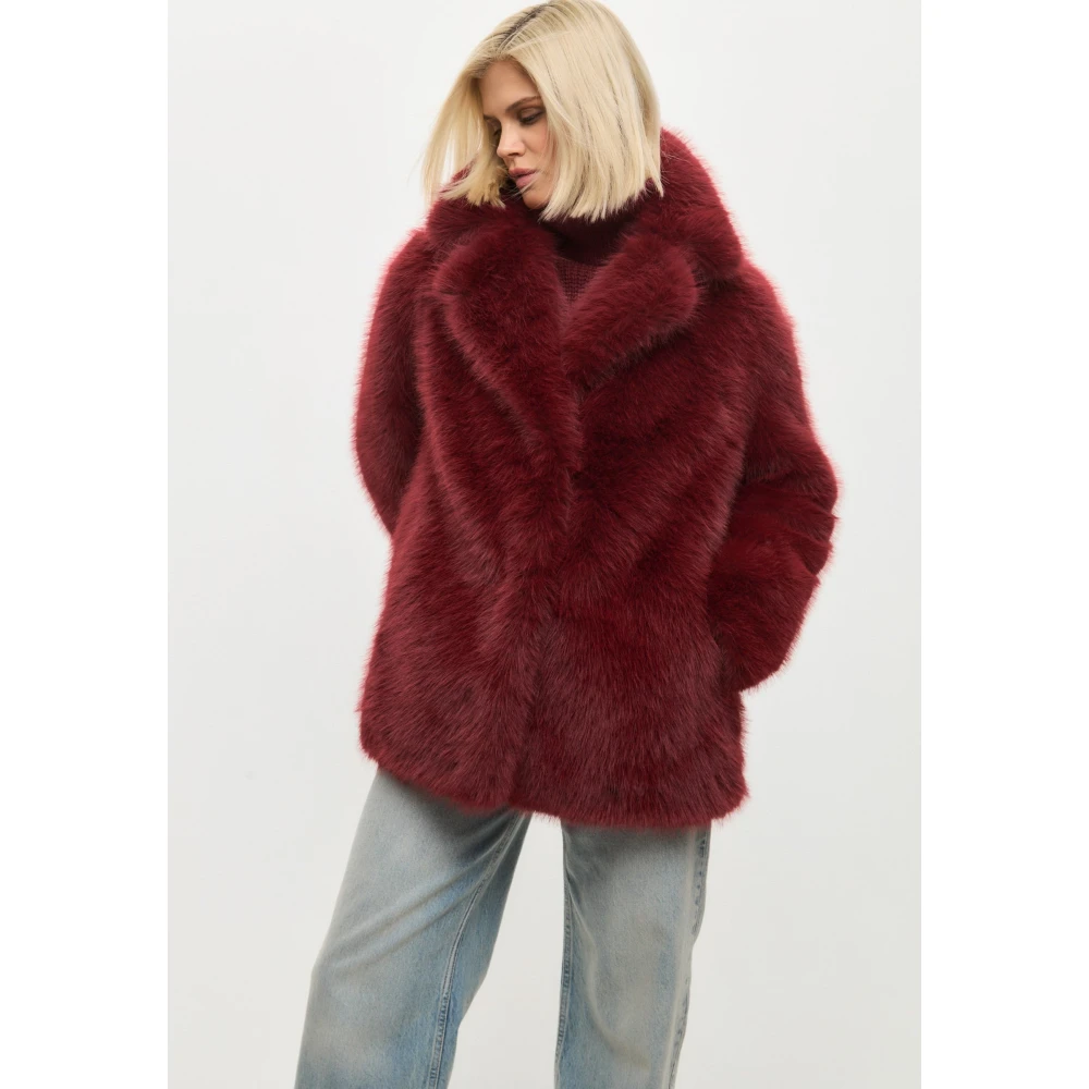 Cesare Gaspari Faux Fur & Shearling Jackets Red Dames