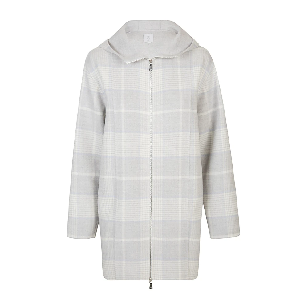 Eleventy Dubbel Check Wollen Jas Volledige Rits Gray Dames
