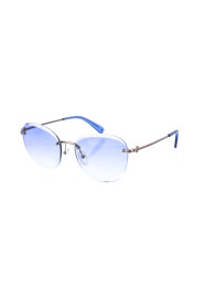Niebiesko-Srebrne Metalowe Okulary Przeciwsłoneczne z Owalnymi Soczewkami