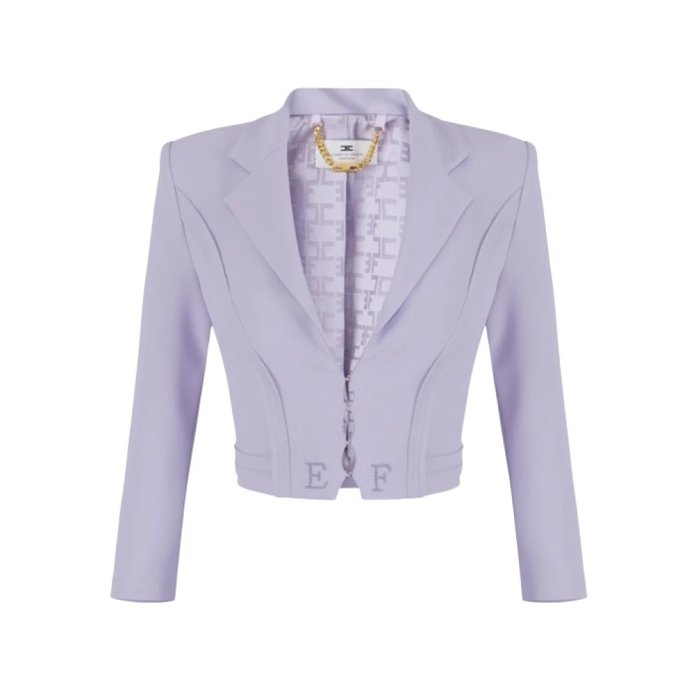 Elisabetta Franchi Purple Double-Layer Stretch Crepe Jacket - Female - Blazers - L - Jackets