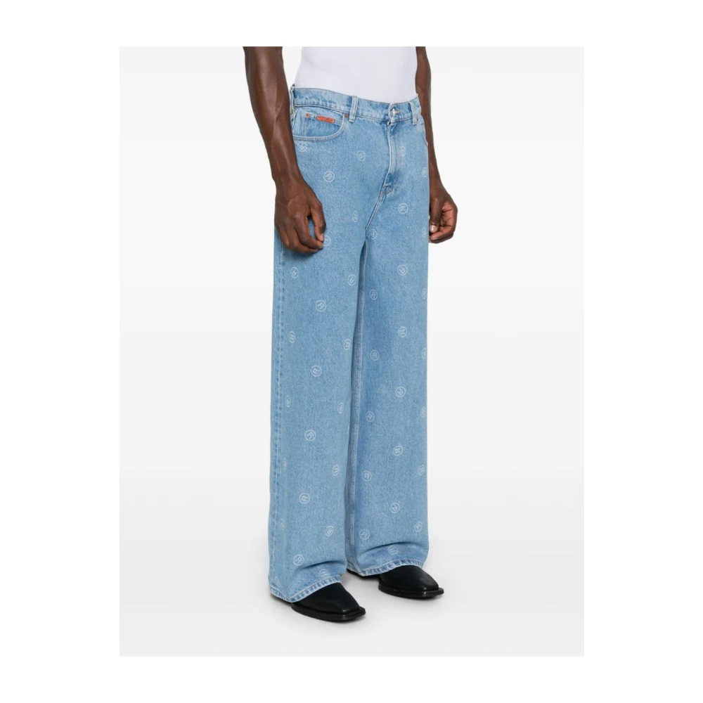 Martine Rose Hoge Taille Wijde Pijp Jeans Blauw Blue Heren